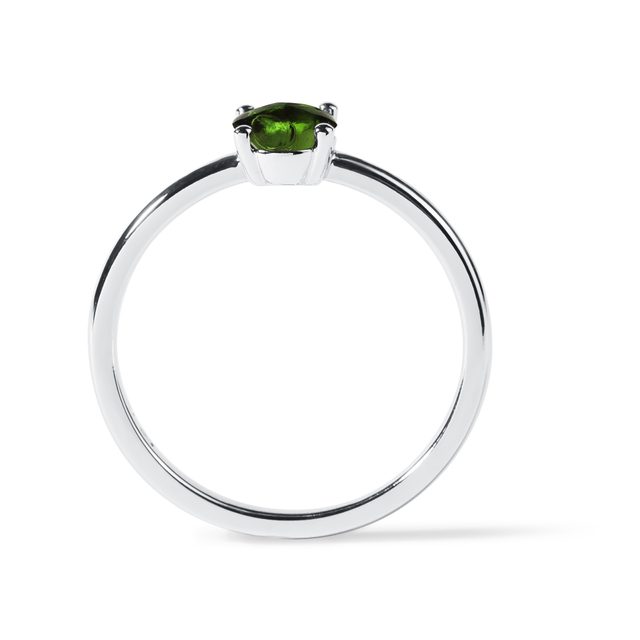 RING MIT MOLDAVIT IN 14 KT WEISSGOLD - RINGE MOLDAVIT - 