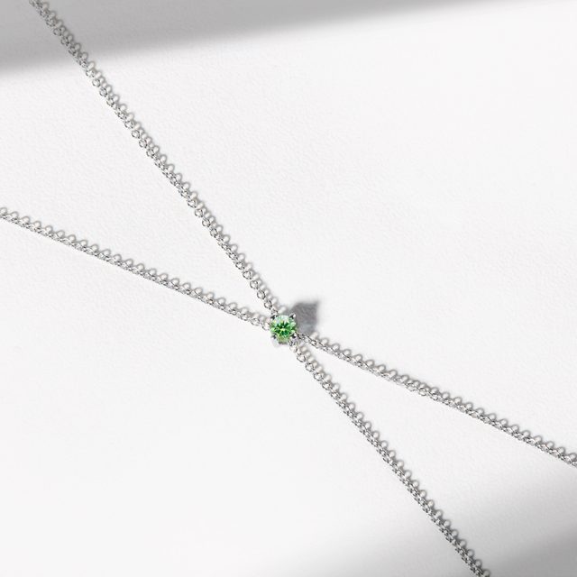 DOPPELARMBAND AUS WEISSGOLD MIT GRÜNEM DIAMANTEN - ARMBÄNDER MIT DIAMANTEN - 