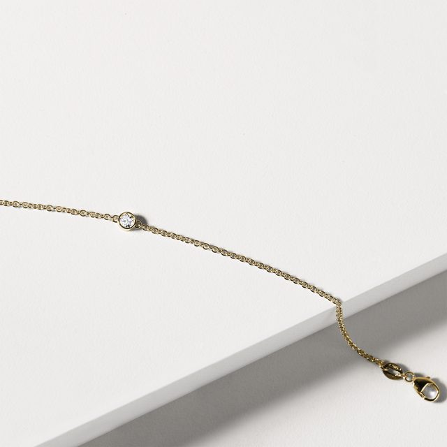 BRACELET EN OR JAUNE AVEC DIAMANT SOLITAIRE - BRACELETS AVEC DIAMANTS - 