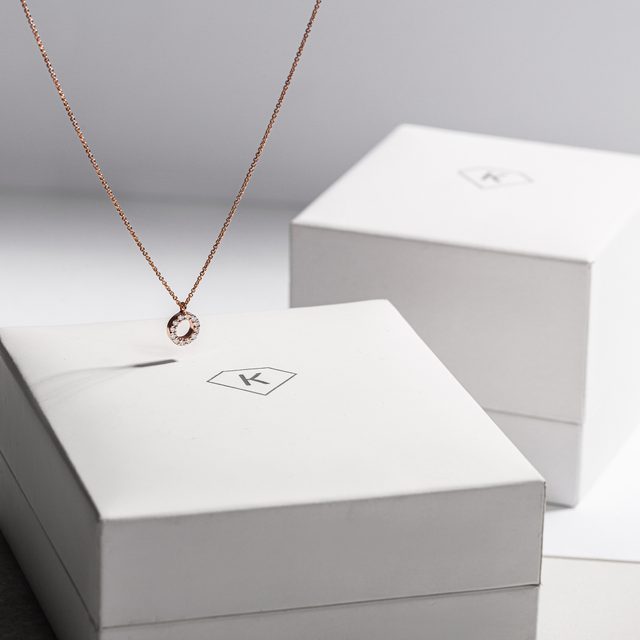 DIAMANTANHÄNGER RING AUS ROSÉGOLD - KETTEN MIT DIAMANTEN - 