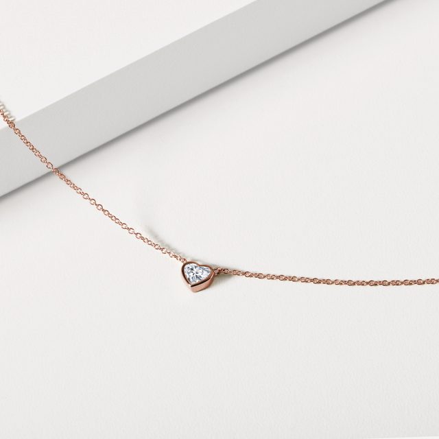 HALSKETTE MIT 0,30 CT HERZDIAMANT IN ROSÉGOLD - KETTEN MIT DIAMANTEN - 