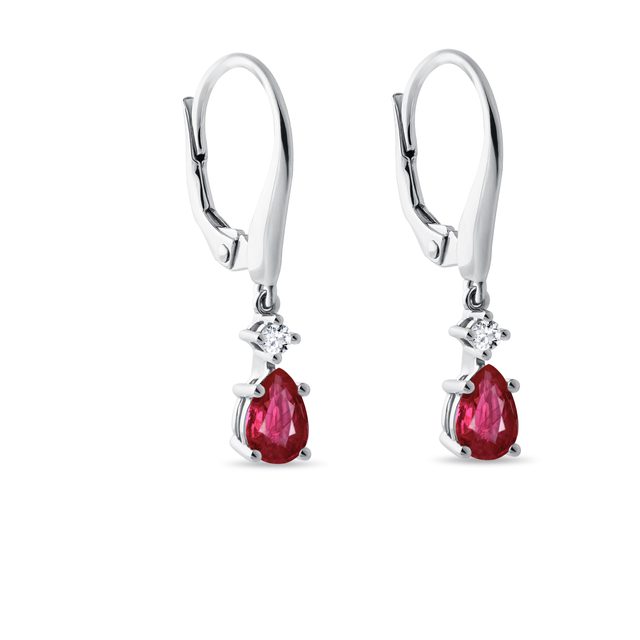 RUBIN OHRRINGE MIT DIAMANTEN IN WEISSGOLD - OHRRINGE MIT RUBIN - 