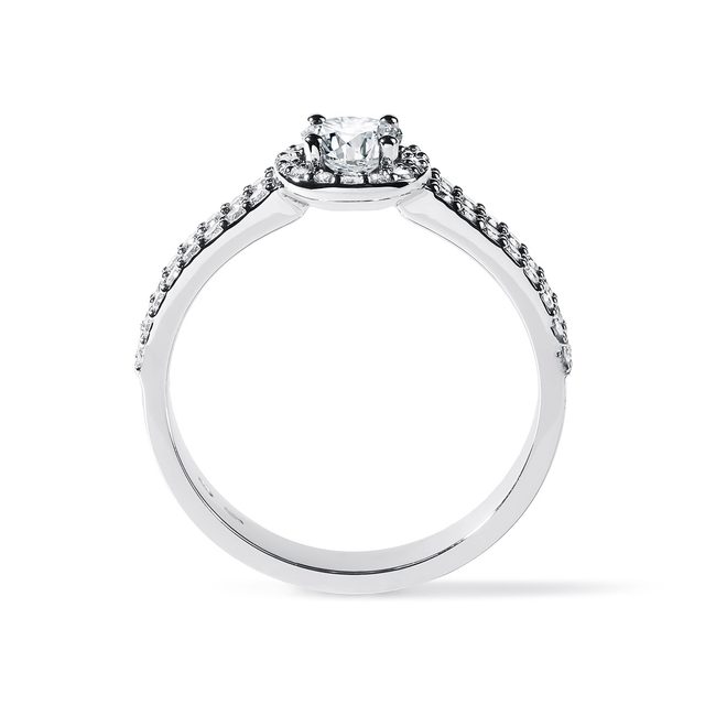 BAGUE DELUXE D'OR BLANC 14 CT AVEC DIAMANT - BAGUES DE FIANÇAILLES EN DIAMANT - 