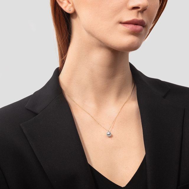 PENDENTIF MINIMALISTE D'OR JAUNE AVEC PERLE AKOYA - PENDENTIFS EN PERLES - 