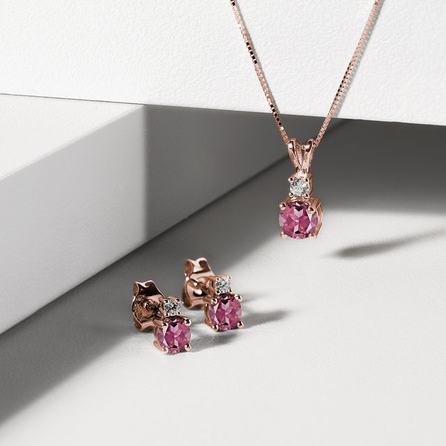 ANHÄNGER MIT TURMALIN UND DIAMANT AUS ROSÉGOLD - ANHÄNGER - 