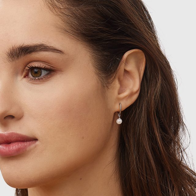 OHRRINGE AUS WEISSGOLD MIT SÜSSWASSERPERLEN - PERLEN OHRRINGE - 