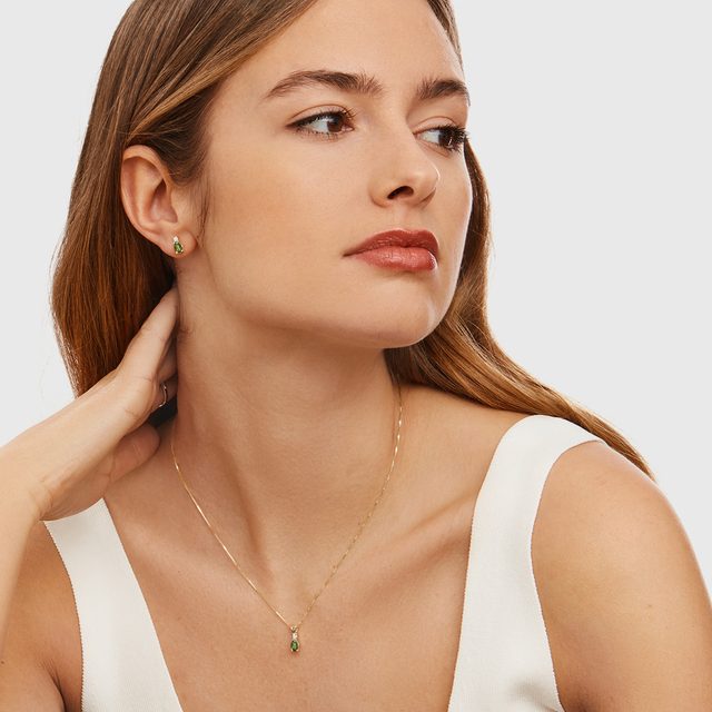 ENSEMBLE DE BIJOUX EN OR JAUNE AVEC MOLDAVITES - ENSEMBLES DE BIJOUX EN GEMMES - 