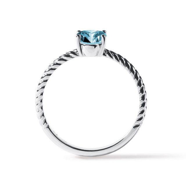 WEISSGOLDRING MIT OVALEM SCHWEIZER TOPAZ - RINGE TOPAS - 