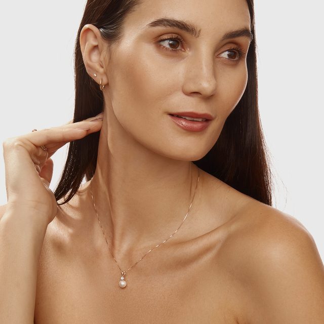 PERLENANHÄNGER MIT DIAMANTEN IN ROSEGOLD - ANHÄNGER - 