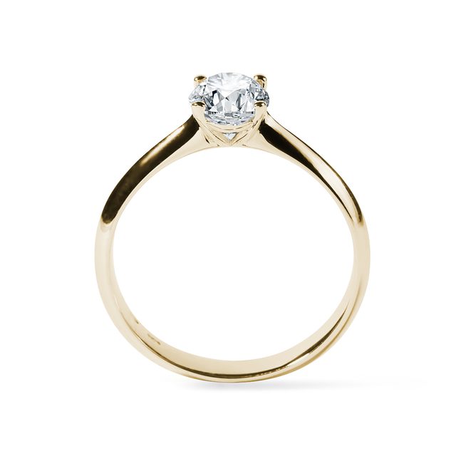 BAGUE DE FIANÇAILLES EN OR JAUNE, AVEC DIAMANT TAILLE OVALE - BAGUES AVEC DIAMANTS DE SYNTHÈSE - 