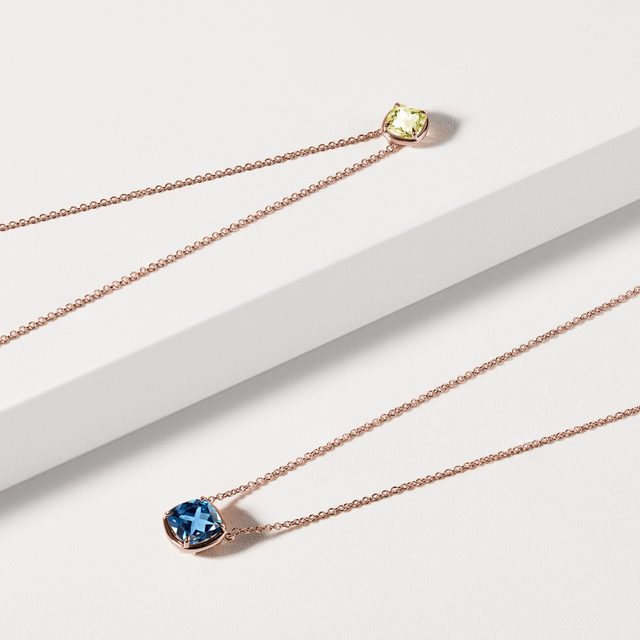 NÁHRDELNÍK Z RUŽOVÉHO ZLATA S LEMON QUARTZ - NÁHRDELNÍKY S DRAHOKAMAMI - 