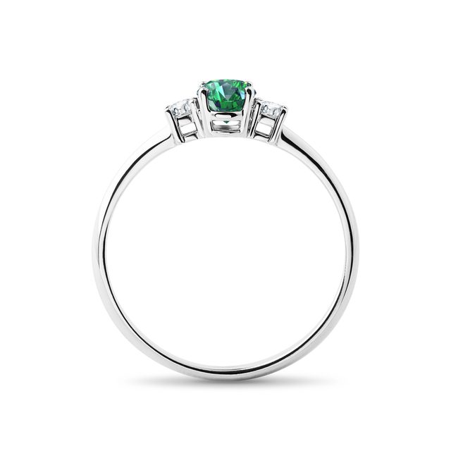 SMARAGD- UND DIAMANTRING AUS WEISSGOLD - RINGE MIT SMARAGD - 