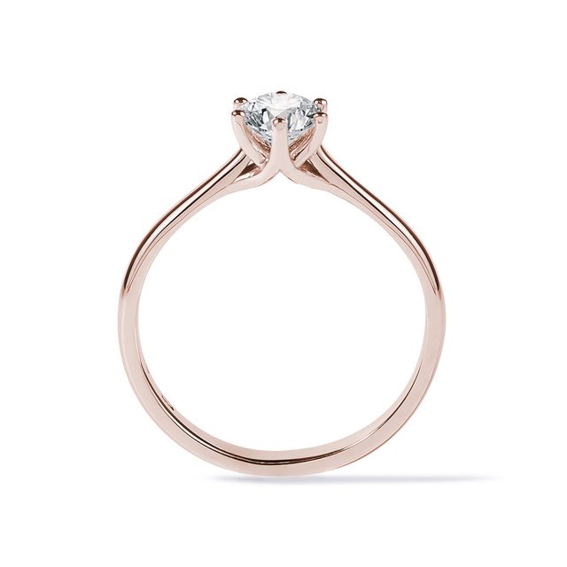 ROSE GOLD RING ADORNED WITH A BRILLIANT DIAMOND - BRILLIANT CUT DIAMOND ENGAGEMENT RINGS - 