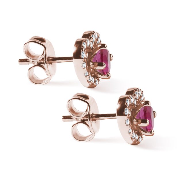 BOUCLES D'OREILLES CŒUR EN OR ROSE AVEC TOURMALINE - BOUCLES D'OREILLES EN TOURMALINE - 