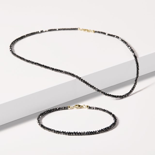 NATURAL BLACK DIAMOND NECKLACE - MINERAL NECKLACES - 