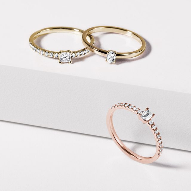 BAGUE EN OR ET DIAMANT PRINCESSE - BAGUES DE FIANÇAILLES EN DIAMANT - 