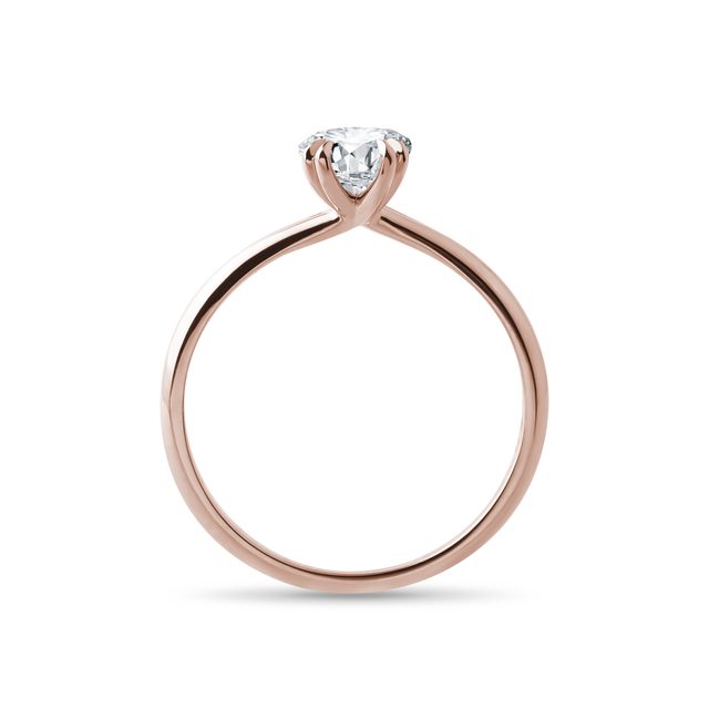 OVAL DOUBLE PRONG LAB GROWN DIAMOND RING IN ROSE GOLD - RINGS WITH LAB-GROWN DIAMONDS - 