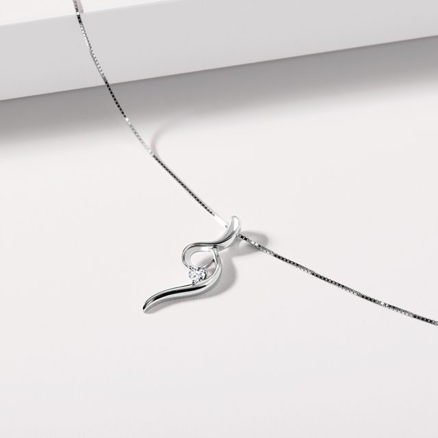 COLLIER ÉLÉGANT D'OR BLANC AVEC DIAMANT - COLLIERS AVEC DIAMANTS - 