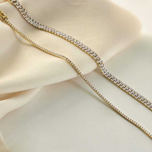 TENISOVÝ NÁRAMEK ZE ŽLUTÉHO 14K ZLATA S DIAMANTY - TENNIS BRACELETS - 