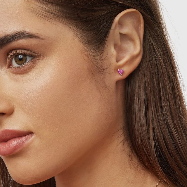 HERZOHRRINGE MIT ROSA SAPHIR - OHRRINGE MIT SAPHIR - 