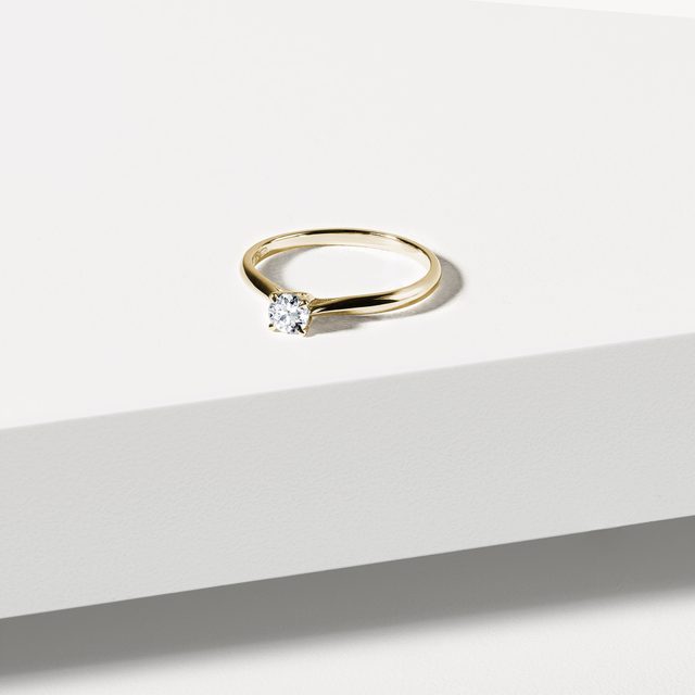 FEINER DIAMANTRING IN GELBGOLD - VERLOBUNGSRINGE MIT BRILLANT - 