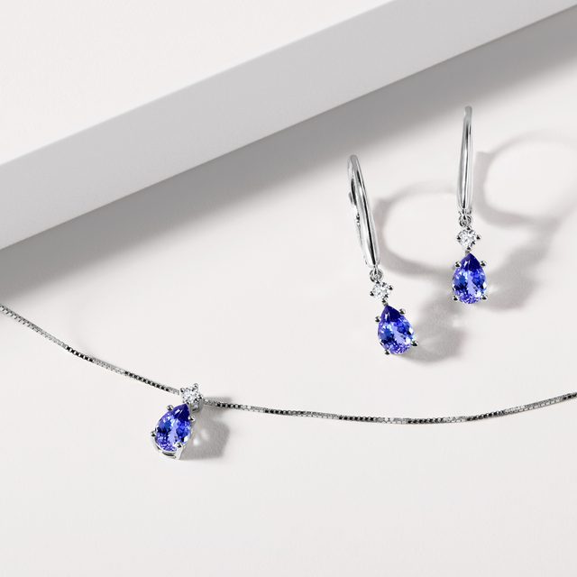TANSANIT OHRSTECKER MIT DIAMANTEN IN WEISSGOLD - OHRRINGE TANSANIT - 