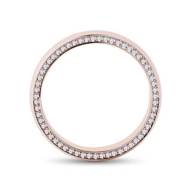 MEN'S MODERN ROSE GOLD WEDDING BAND WITH DIAMONDS - RINGS FOR HIM - 