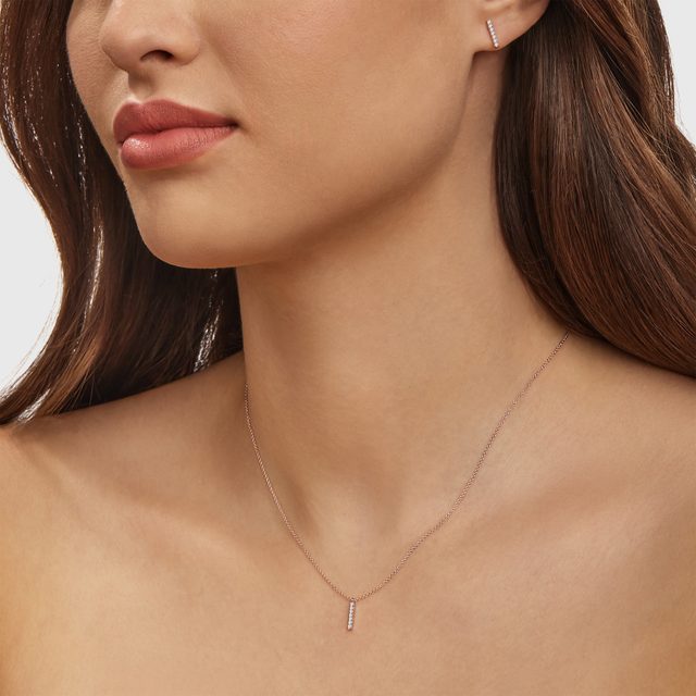 BOUCLES D'OREILLES ET COLLIER EN OR ROSE ET DIAMANTS - ENSEMBLES DE BIJOUX EN DIAMANT - 