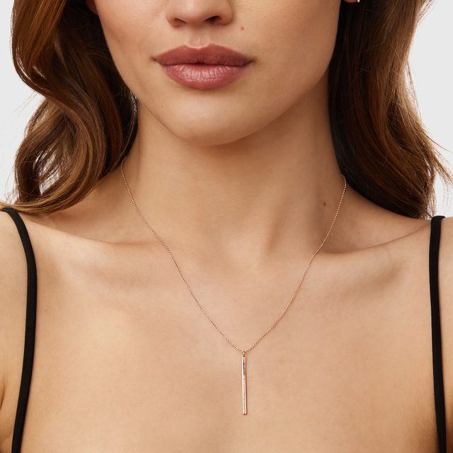 SMOOTH ROSE GOLD BAR NECKLACE - ROSE GOLD NECKLACES - 