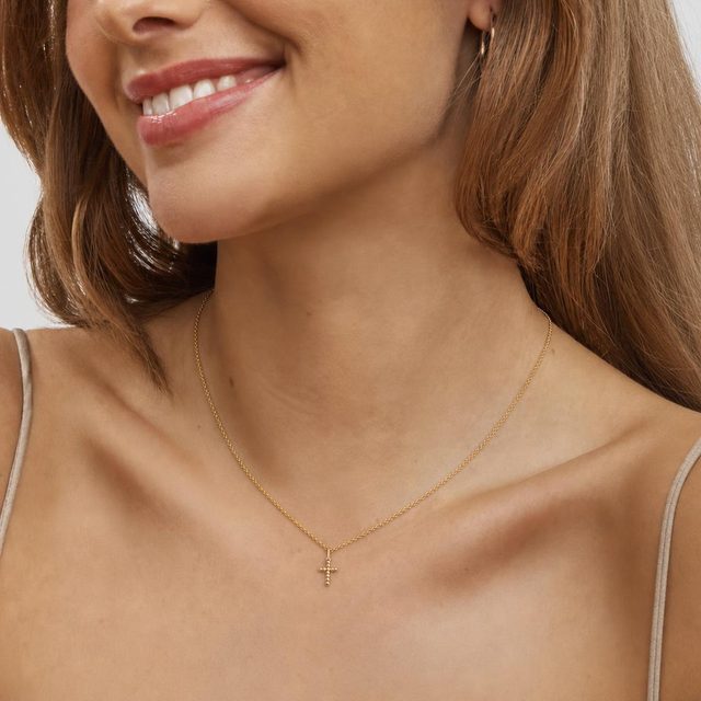 JEMNÝ ZLATÝ PŘÍVĚSEK KŘÍŽEK ZE 14K ZLATA - PŘÍVĚSKY - 