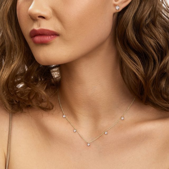 COLLIER MIT IM LABOR GEZÜCHTETEN DIAMANTEN IN GELBGOLD - KETTEN MIT DIAMANTEN - 
