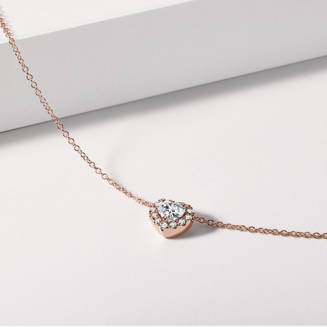 HERZ-HALSKETTE MIT DIAMANTEN IN ROSÉGOLD - KETTEN MIT DIAMANTEN - 