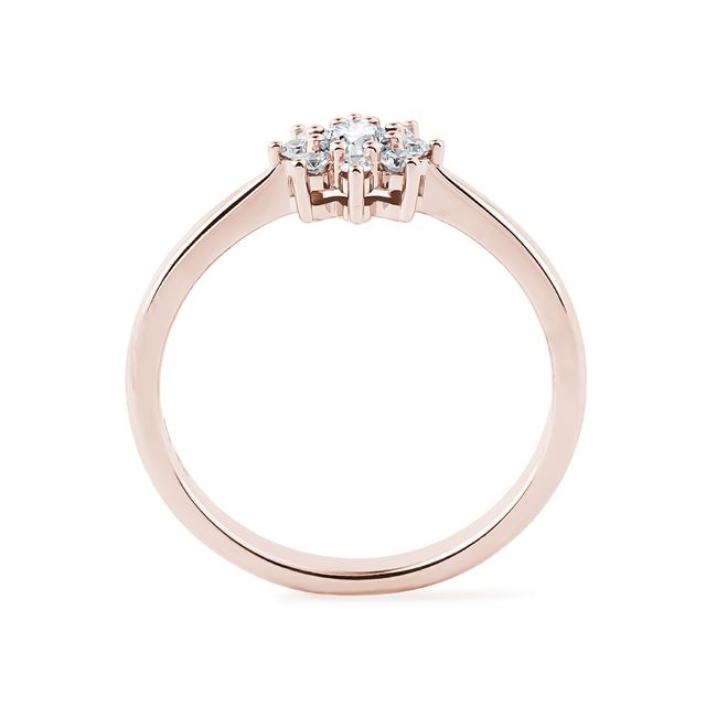 FLOWER-SHAPED DIAMOND RING IN ROSE GOLD - DIAMOND RINGS - 