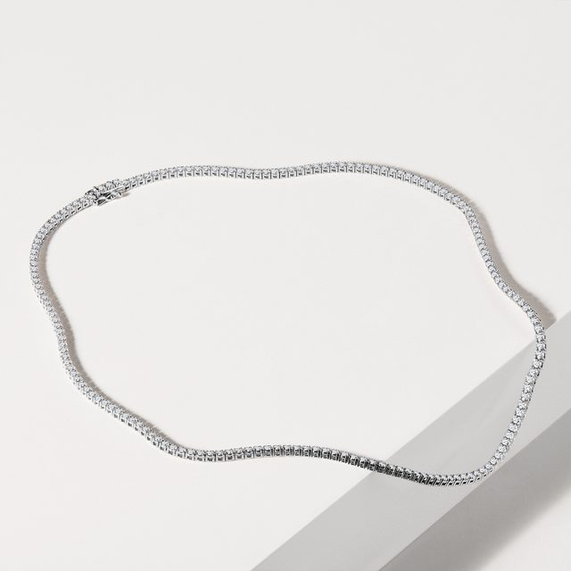 DIAMANTOVÝ TENISOVÝ NÁHRDELNÍK Z BIELEHO ZLATA - NÁHRDELNÍKY S DIAMANTMI - 