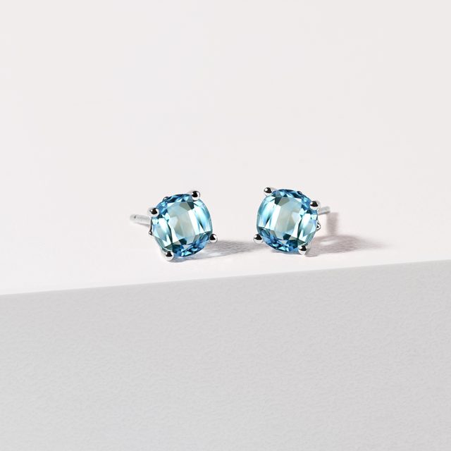 TIMELESS WHITE GOLD EARRINGS WITH TOPAZ - TOPAZ EARRINGS - 