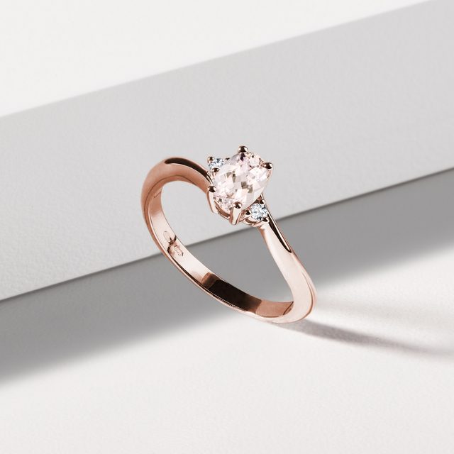 RING MIT MORGANIT UND BRILLANTEN AUS ROSÉGOLD - RINGE MORGANIT - 