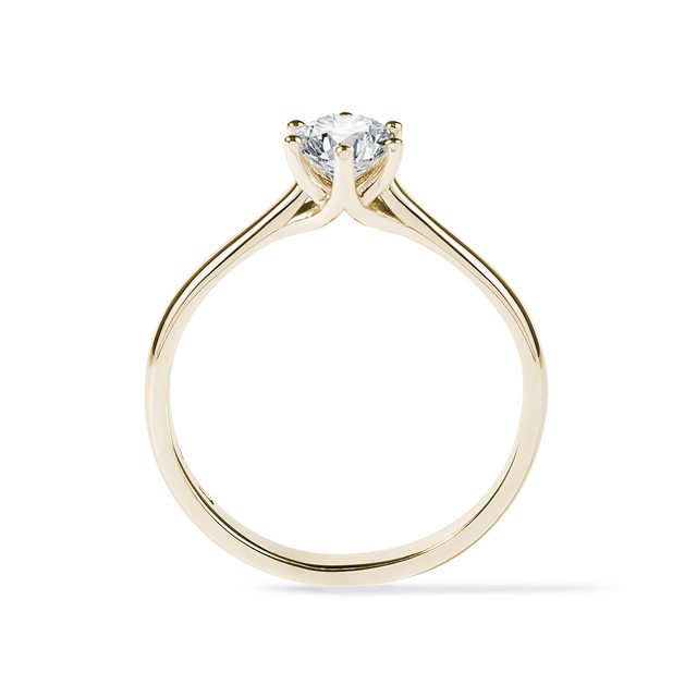 ENGAGEMENT RING WITH 0.27 CT BRILLIANT IN YELLOW GOLD - BRILLIANT CUT DIAMOND ENGAGEMENT RINGS - 