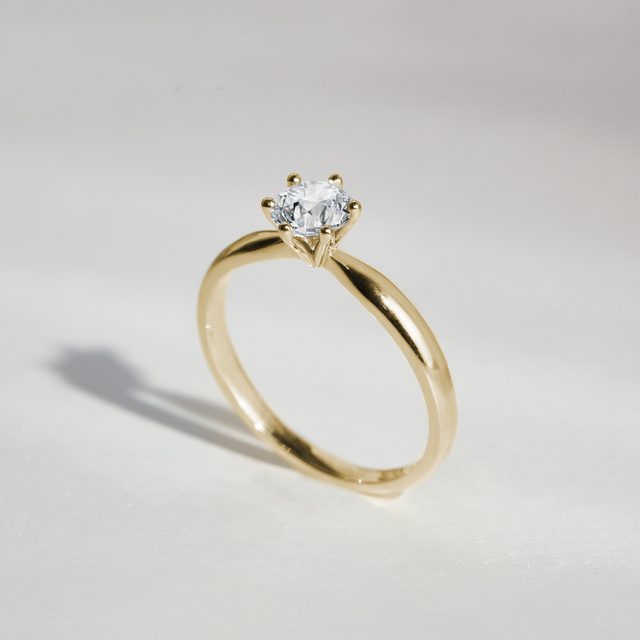 BRILLIANT ENGAGEMENT RING IN YELLOW GOLD - BRILLIANT CUT DIAMOND ENGAGEMENT RINGS - 