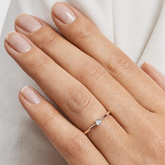 ZARTER VERLOBUNGSRING MIT DIAMANT IN ROSÉGOLD - VERLOBUNGSRINGE MIT BRILLANT - 