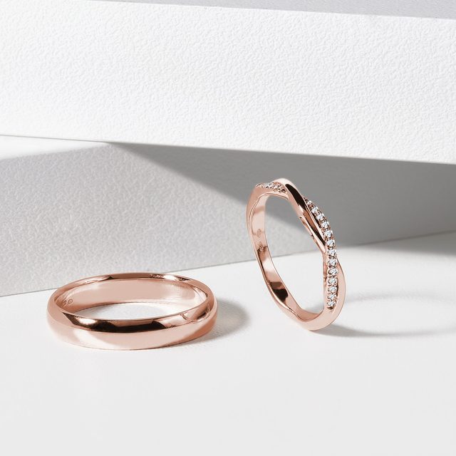 BAGUE DE MARIAGE POUR HOMMES FORGÉE DANS L'OR ROSE - ALLIANCES DE MARIAGE HOMMES - 