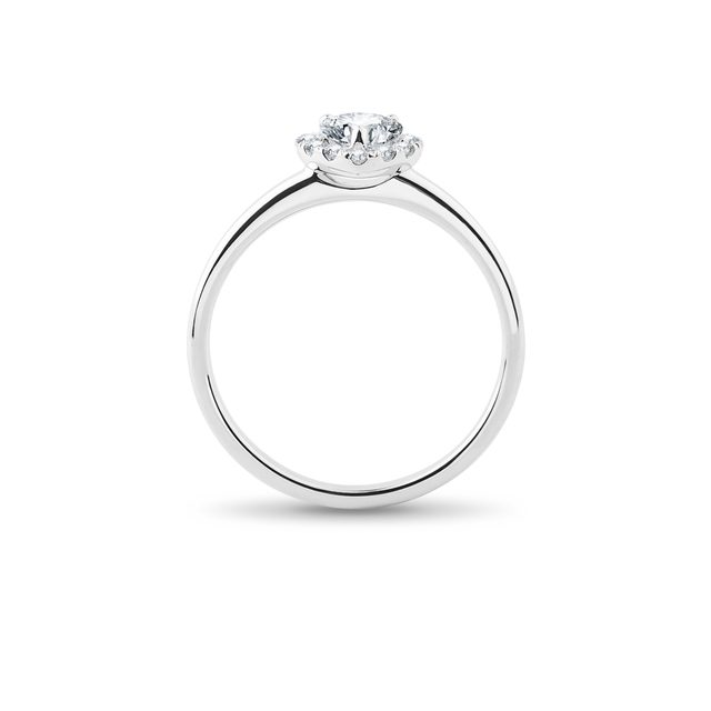 HALO-HERZRING AUS 14 KT WEISSGOLD - VERLOBUNGSRINGE DIAMANTEN - 