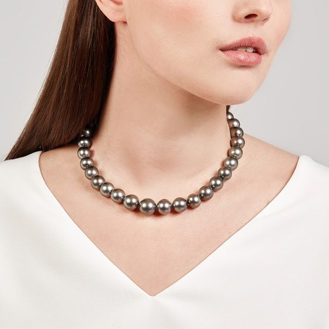 GRADUATED TAHITIAN PEARL NECKLACE - PEARL NECKLACES - 