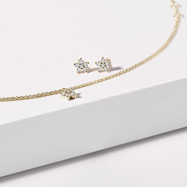 STERN-OHRRINGE MIT DIAMANT IN GOLD - OHRSTECKER DIAMANT - 