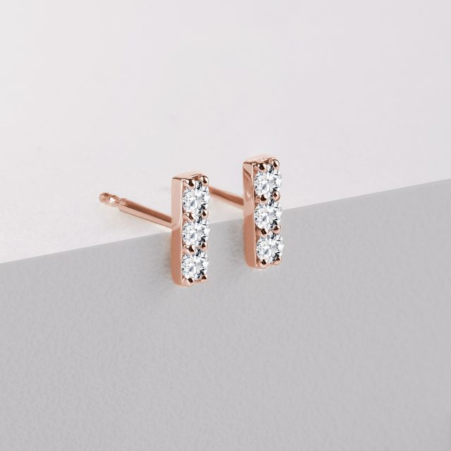 ROSE GOLD DIAMOND BAR EARRINGS - DIAMOND EARRINGS - 