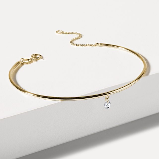 BRACELET CHAÎNE EN OR JAUNE ET DIAMANT - BRACELETS AVEC DIAMANTS - 