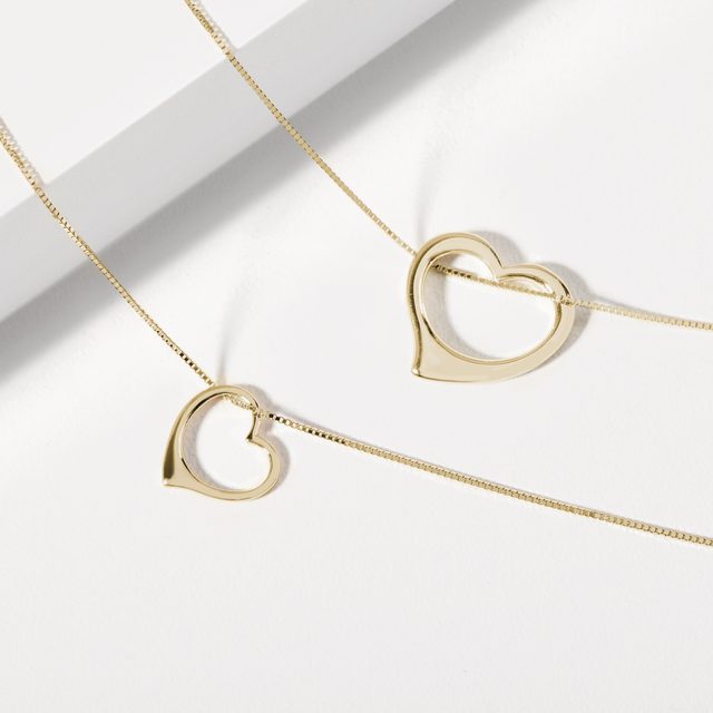 HEART GOLD PENDANT - YELLOW GOLD NECKLACES - 