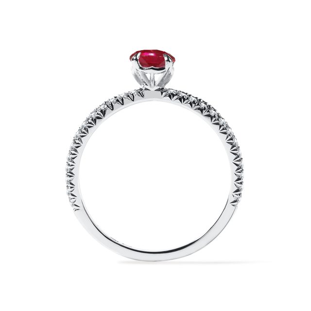 BAGUE DE LUXE EN OR BLANC, RUBIS ET DIAMANTS - BAGUES DE FIANÇAILLES EN RUBIS - 