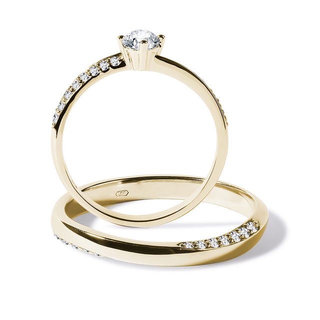 ENGAGEMENT SET WITH BRILLIANTS IN YELLOW GOLD - ENGAGEMENT AND BRIDAL RING SETS - 