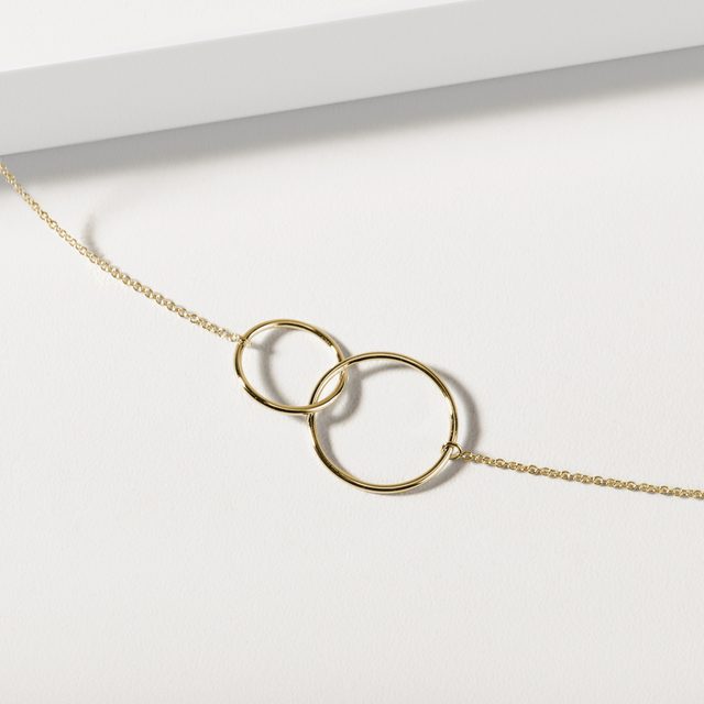 ZŁOTY NASZYJNIK ZE SPLECIONYMI OKRĘGAMI - NASZYJNIKI Z ŻÓŁTEGO ZŁOTA - 