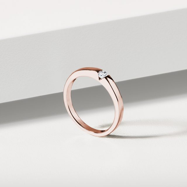 VERLOBUNGSRING MIT DIAMANT AUS 14KT ROSÉGOLD - VERLOBUNGSRINGE MIT BRILLANT - 